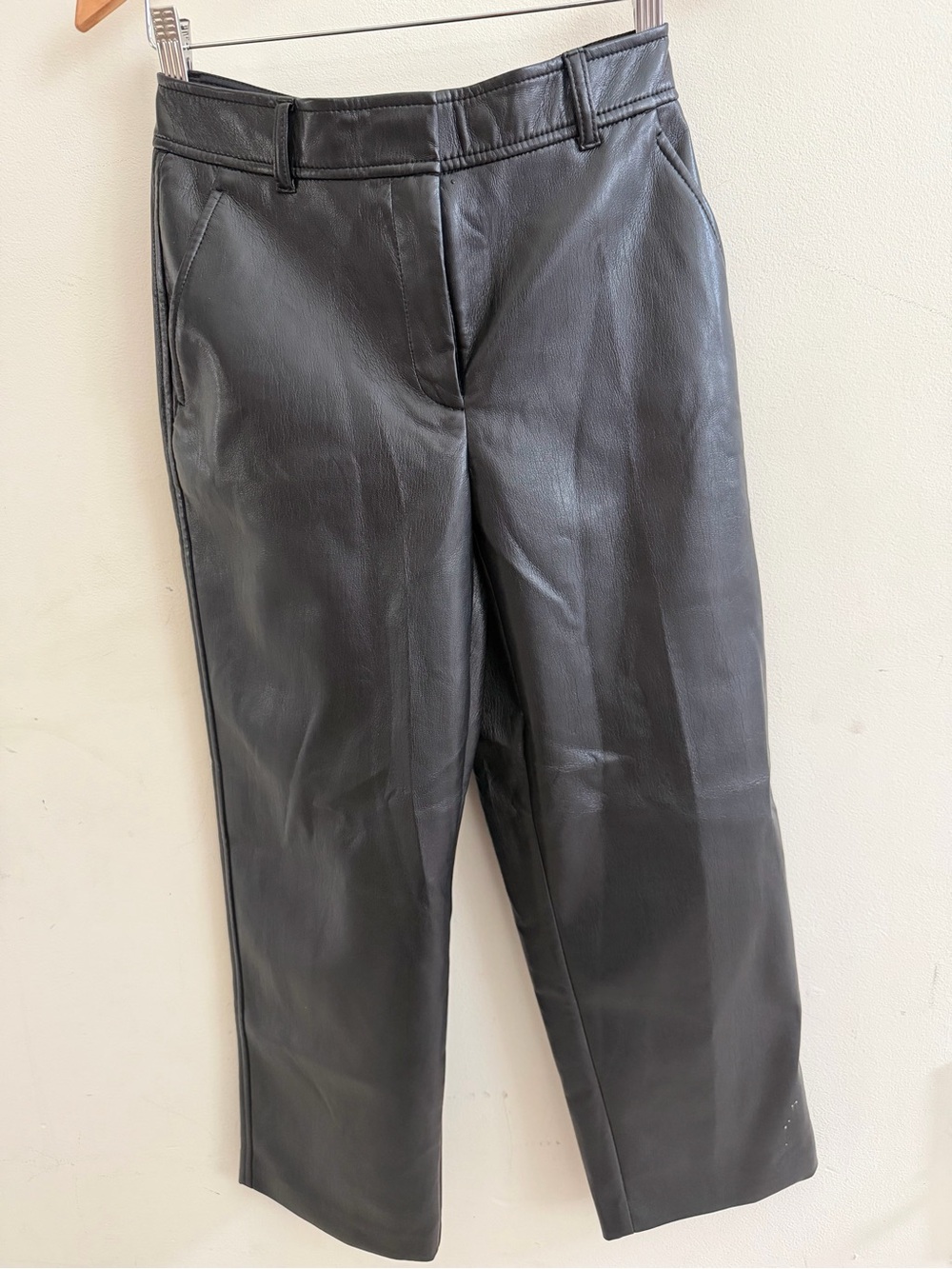 Aritzia Babaton Black Cropped Vegan Leather Pant
